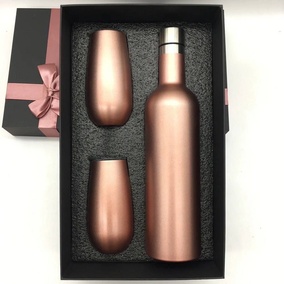 100 компл./лот Подарочная коробка 3 в 1 с 6oz/12oz бокалы для вина + 17oz/25oz винная бутылка