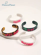 Pulsera ajustada de acetato de celulosa con iniciales de nombre, brazalete personalizado, regalo personalizado