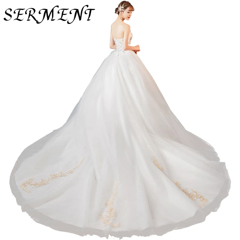 

SERMENT Light Wedding Dress 2019 New Bride Long Tail Luxury Dream Tube Top Heben French Sen Super Fairy Simple
