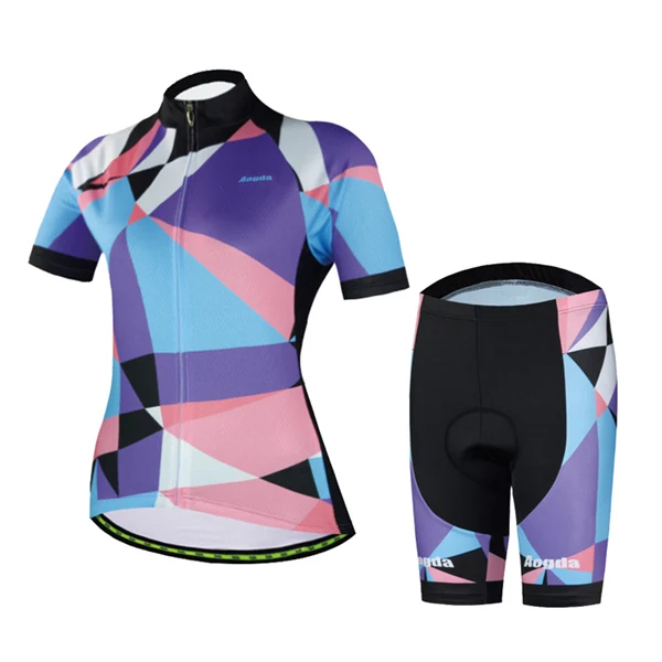 Jersey and shorts AGODA Summer Cycling Jersey Set Short Sleeve Women Mountain Bike Clothing Breathable Cycling Wear Pro Team Bicycle Clothes 4 set - Цвет: Jersey and shorts