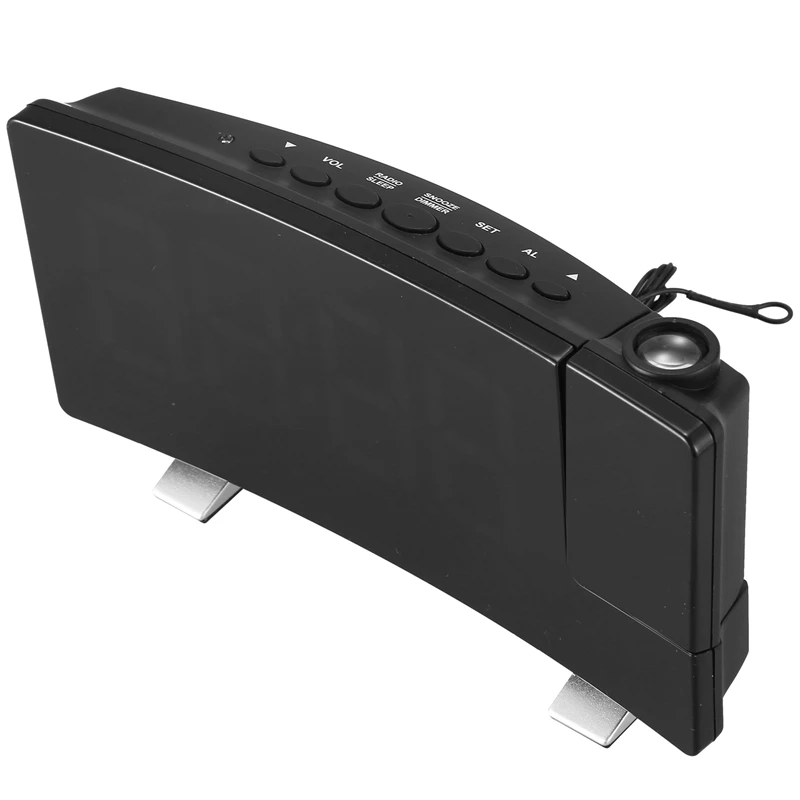 Проекционный будильник, 7 дюймов Dimmable СВЕТОДИОДНЫЙ изогнутый экран цифровые часы, fm-радио будильник, прикрепляемый к потолку таймер сна fo
