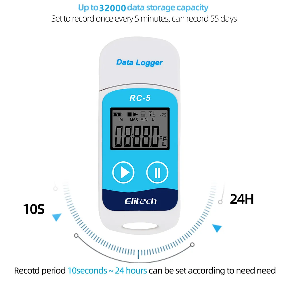 RC-5 USB Temperature Data Logger High-precision Datalogger Recorder 32000 reading Point Temperature Recorder