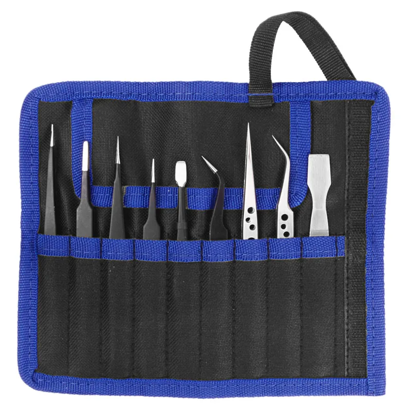 Набор пинцетов из нержавеющей стали 9 шт. антистатические прецизионные пинцеты