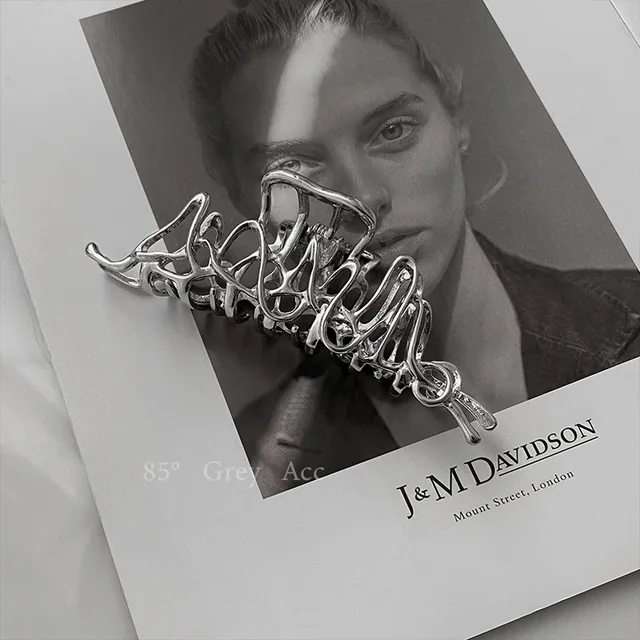 Ruoshui Woman Novelty Irregular Hairpins Punk Style Metal Silver Hair Claws Barrettes Women Hair Accessories Hair Clips Hairgrip style 1