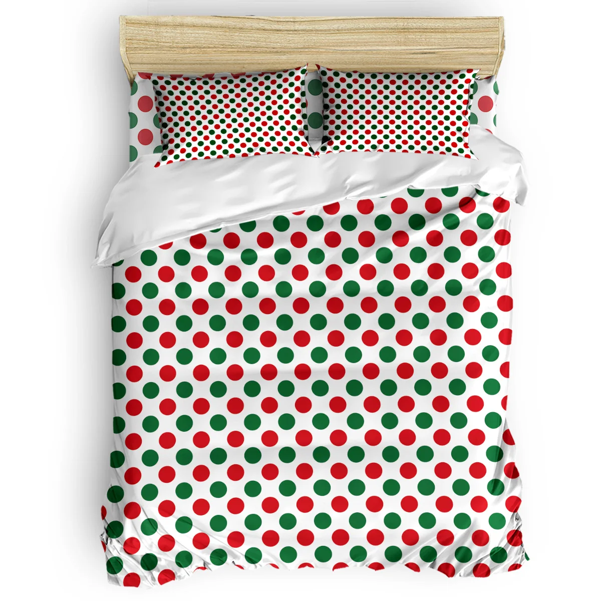 

Red and green dots Decorate Christmas Geometry Duvet Cover Set Vintage Floral Art Design Collection of 3/4pcs Bedding Set Bed