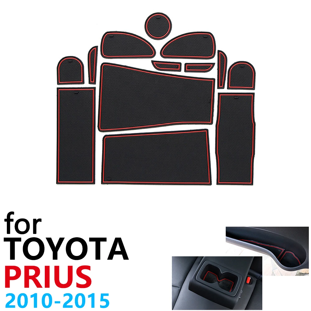 Противоскользящие резиновые чашки подушки двери паз коврик для Toyota Prius 30 XW30 ZVW30 2010~ аксессуары наклейки автомобиля коврик для телефона