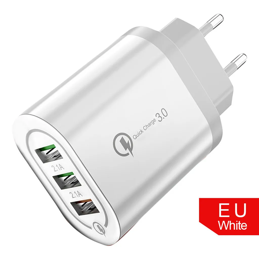 Мини размер Быстрая зарядка для ЕС/США 18 Вт QC 3,0 5 В/2A 3-USB зарядное устройство для мобильного телефона, iPad, psp, электронной книги планшета