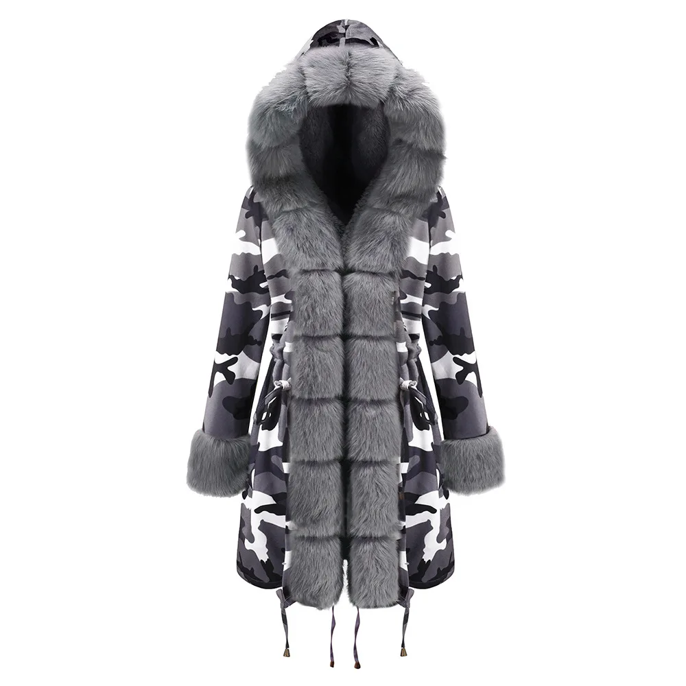 Женская камуфляжная утепленная осенне-зимняя куртка парка с капюшоном пальто из искусственного меха длинная куртка s-xxl - Цвет: Winter Coat 02