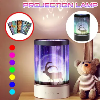 

LED Projection Night Light USB Rechargeable 360° Rotating Night Light Remote Control with 5 Cartoon Images