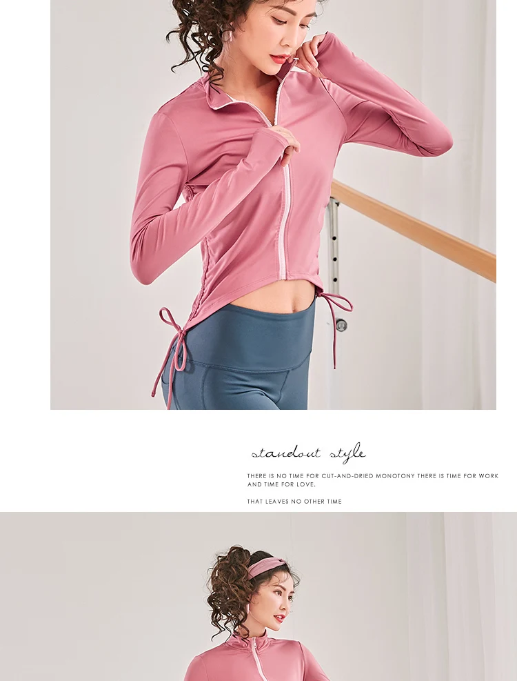 Анти-пот нейлон Спорт Фитнес куртка Slim Fit сплошной Jogger тренировки пальто Фитнес Lrregular шаблон печати пальто молния Йога
