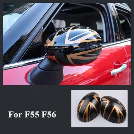 Одна пара зеркал заднего вида, декоративная раковина, чехол для Mini Cooper JCW F56 F55, аксессуары для стайлинга автомобилей, зеркальная крышка - Цвет: Темно-серый
