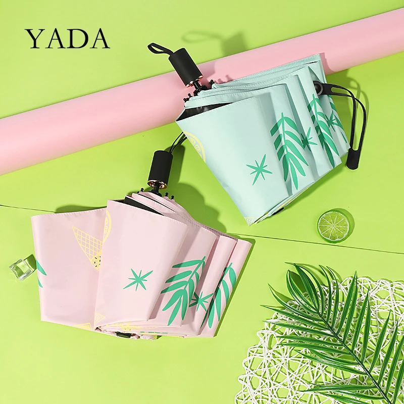 

YADA Ins New Happy Star Leaf Pattern 3-Folding Umbrella Women UV Rainproof Umbrella Parasol Rain Sun Light Umbrellas YD200209