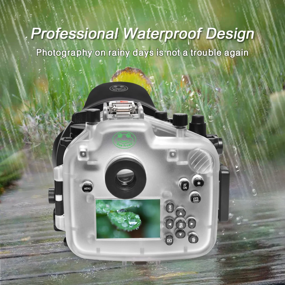 Seafrogs 블랙 방수 카메라 케이스, 돔 포트 포함, 캐논 EOS R 100mm 16-35mm 24-105mm 렌즈용
