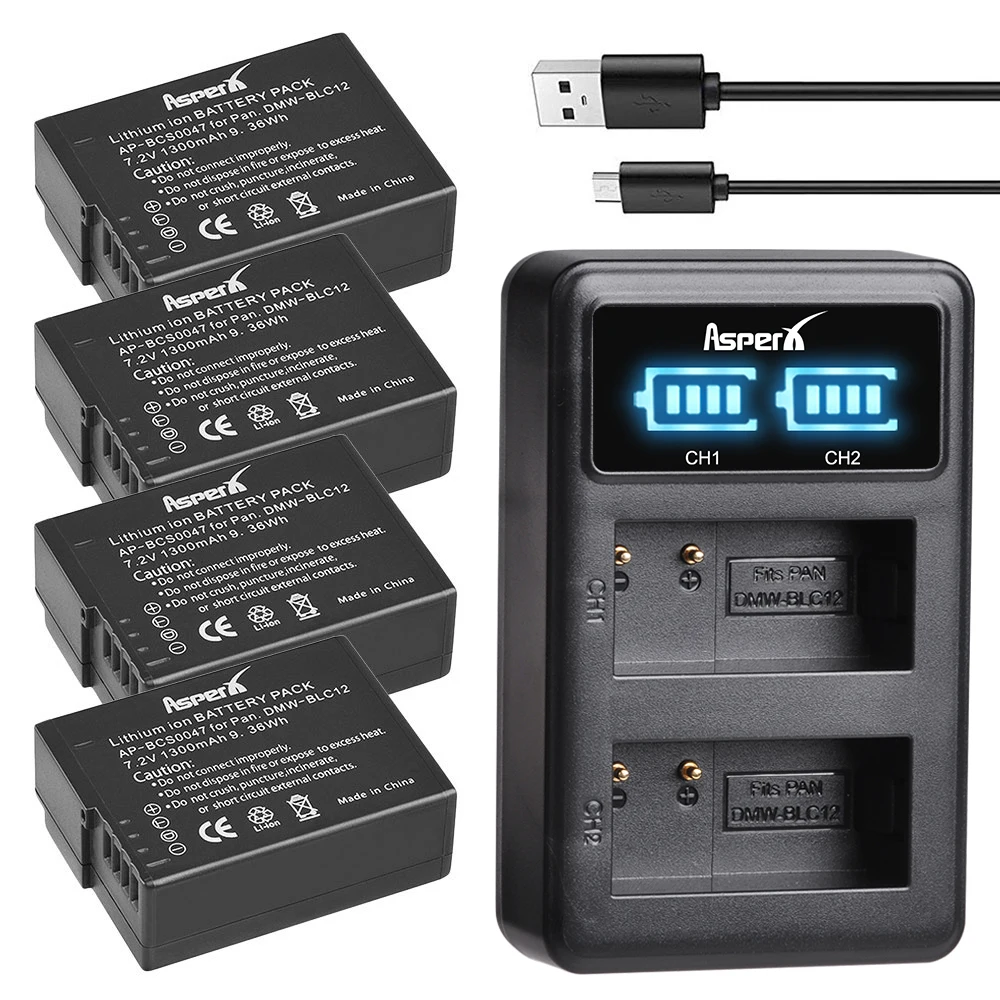 FirstPower DMW-BLC12 Battery And Dual USB Charger For Lumix G7, G85, G95, FZ1000, GH2, G5, G6, GX8, FZ200, FZ300 Cameras User Manual