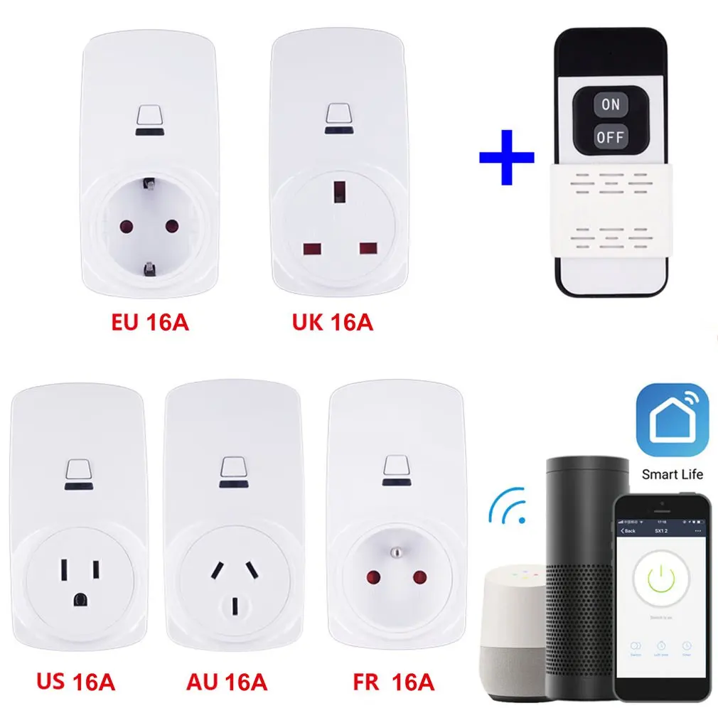 Smart Plug 16A Wifi Wireless Smart Power EU AU UK US Plug Socket Outlet Switch For ECHO For ALEXA For GOOGLE Socket smartlife