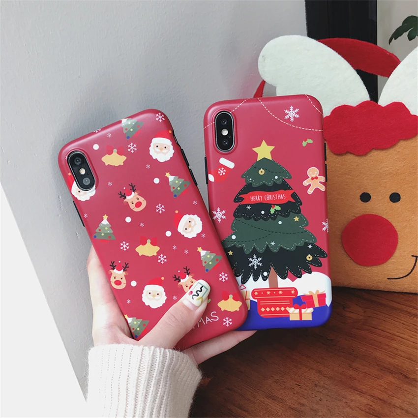 Мультяшный Рождественский чехол для телефона iPhone 6 7 8 X XS XR XMAX милый снеговик олень