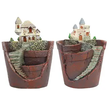 

Antique Succulent Plants Flowerpot Resin Desktop Potted Holder Home Office Crafts Ornaments Elegant Garden Decoration