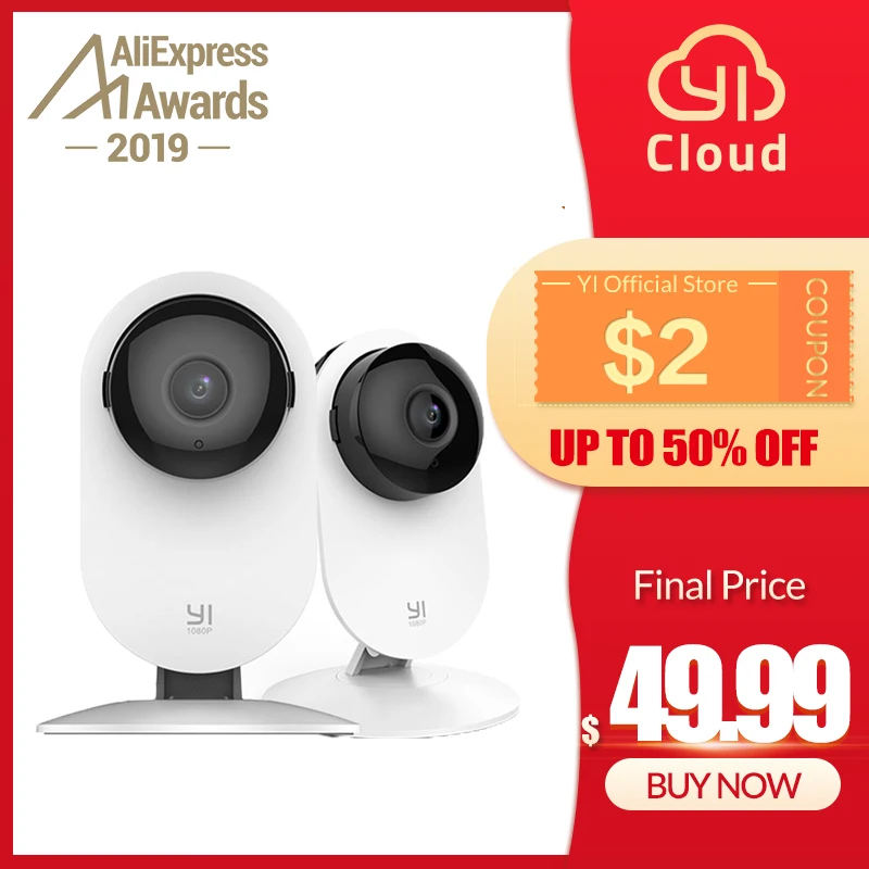 Cheap YI 2pc 1080p Home Camera Indoor Security Wireless IP Cam Surveillance System Motion Detection Night Vision YI Cloud Available
