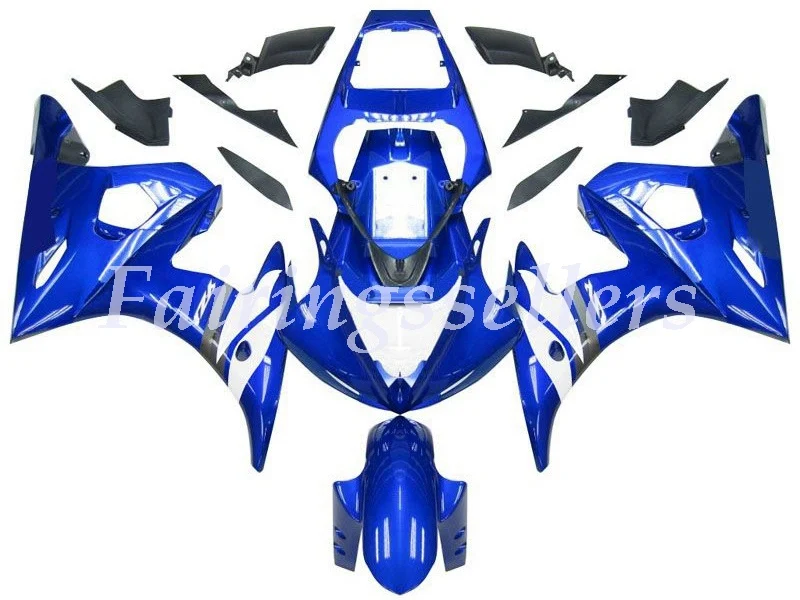ABS пластик Обтекатели подходят для Yamaha Обтекатели YZFR6 2003 2004 2005 обтекатель кузова YZF R6 03 04 05 на заказ Красный Белый Черный - Цвет: Blue White