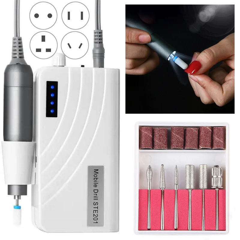 

35000 RPM LED Electric Nail Drill Machine Portable Strong Nail Drill Set Manicure Pedicure Gel Remover Left Hand Nail Equipment