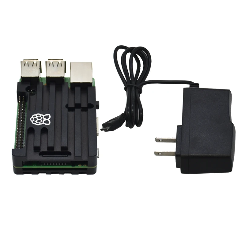 Для Raspberry Pi 3 Model B+(Plus) плата+ алюминиевый корпус с ЧПУ+ адаптер питания 5V 2.5A с Wifi и комплект Bluetooth Us Plug