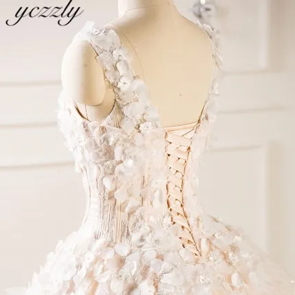 Vestido De Casamento, винтажное бальное платье с v-образным вырезом, кружевное свадебное платье принцессы, большие размеры, цветочное длинное свадебное платье, W07
