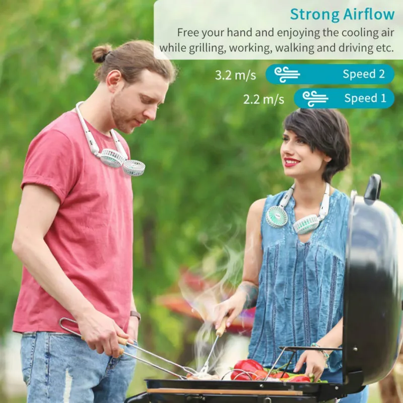 Вентилятор для шеи без рук личного охлаждения и ХОБЛ воздухопроницаемый на