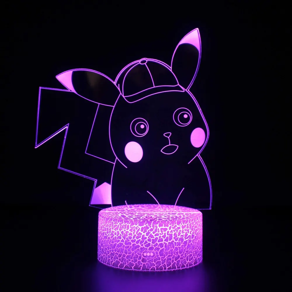 3D USB акриловый ночной Светильник Покемон s Настольный безделушки светодиодный светильник настольные лампы для спальни офисный Декор подарок красочная лампа орнамент