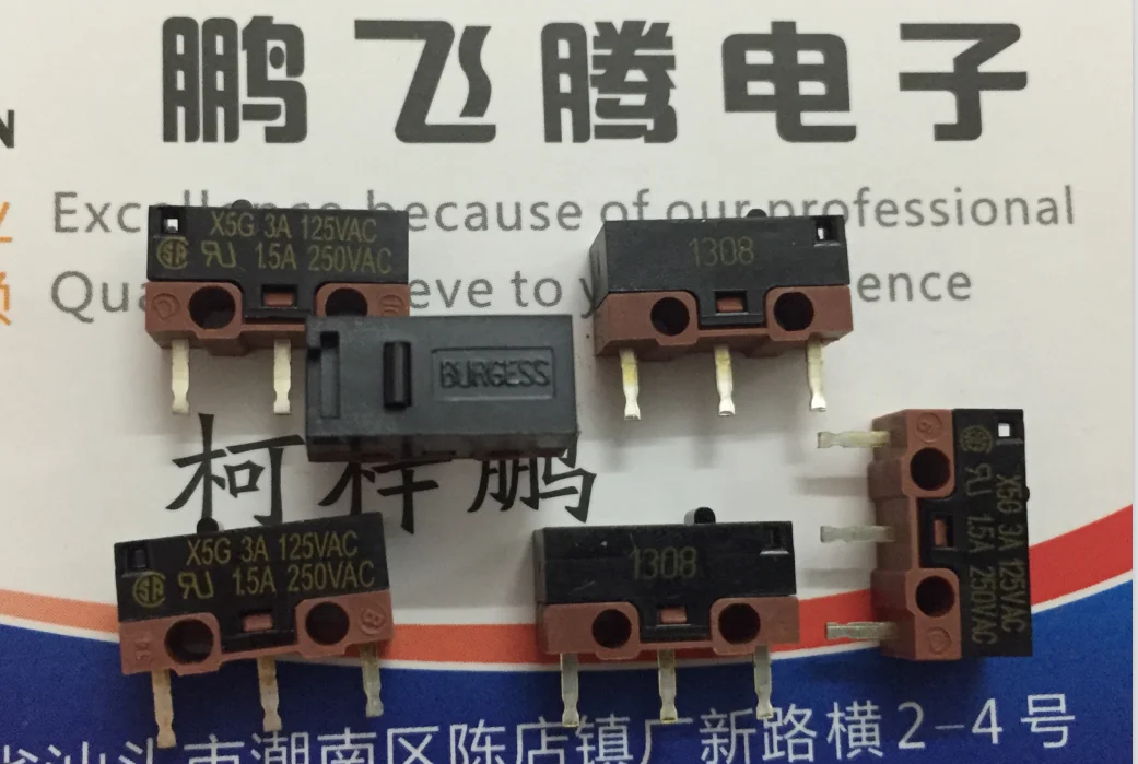 2PCS/lot Swiss BURGESS X5G small micro switch 3 feet mouse button stroke limit switch 3A125V