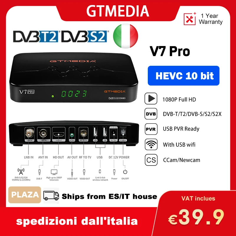 2020 новый спутниковый ТВ-приемник GTMEDIA V7 Pro DVB S2 S2X T T2 Combo HEVC 10 бит с поддержкой USB Wi-Fi