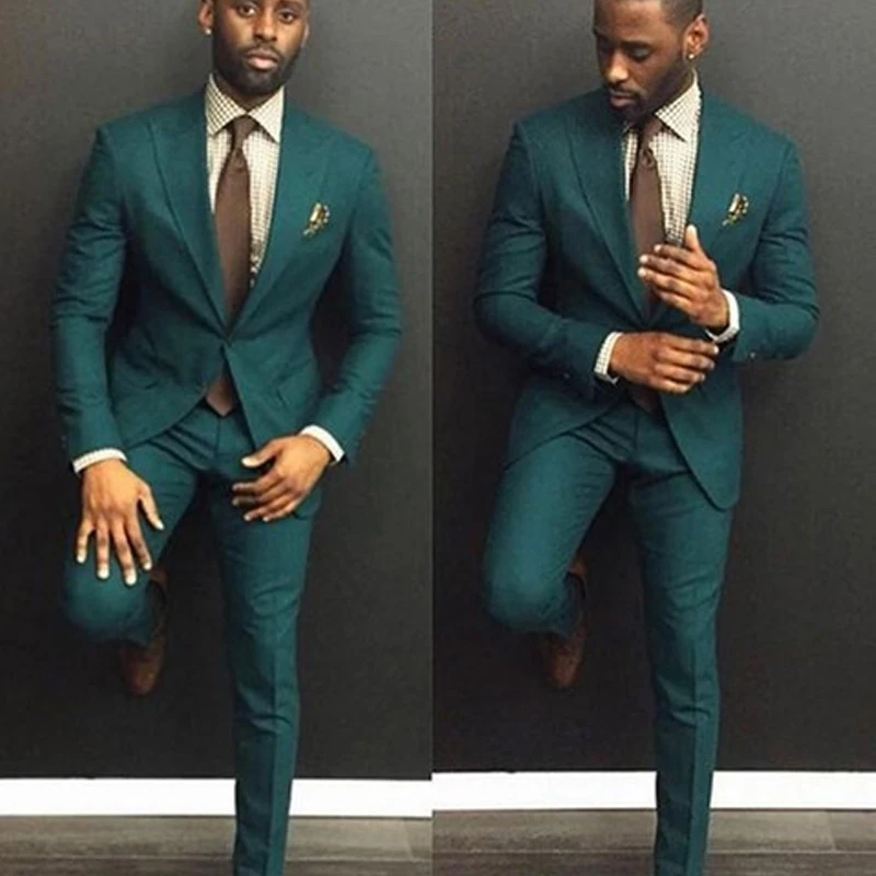 

Dark Green Slim Men Suits 2020 Handsome Mens Wedding Suits Groomsmen Groom Tuxedos Party Prom Business Suits (Jacket+Pants+Tie)