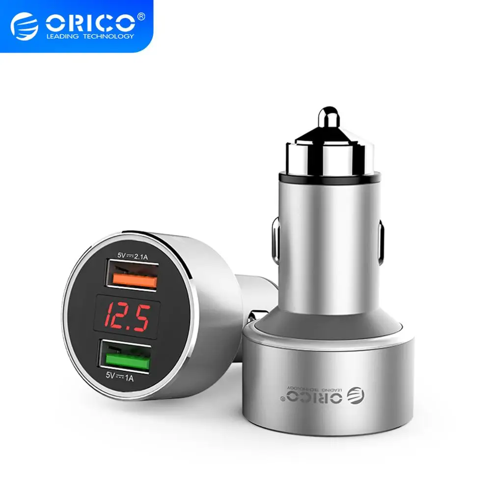 Автомобильное зарядное устройство ORICO с двумя портами USB мини дисплеем 2 порта