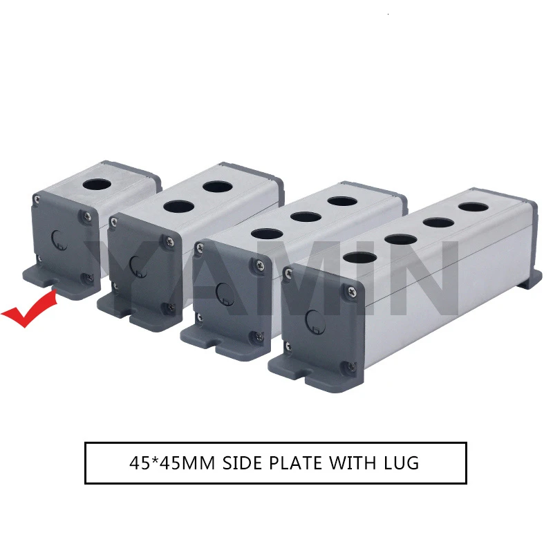 16/19/22mm Aluminium Alloy Protective Box For Metal Push Button Switch IP67 Waterproof Industrial 12/3/4 Holes Single Row - Цвет: 45MM ear 1 Hole