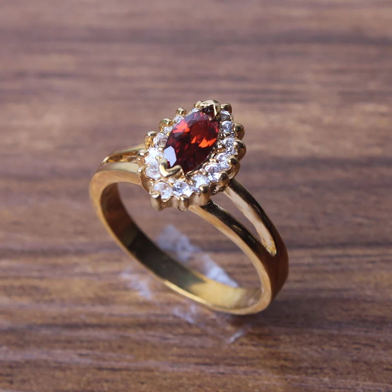 Ajojewel женское Модное Элегантное кольцо с кубическим цирконием золотого цвета зеленый/красный кристалл обручальное кольцо для женщин ювелирные изделия Bague