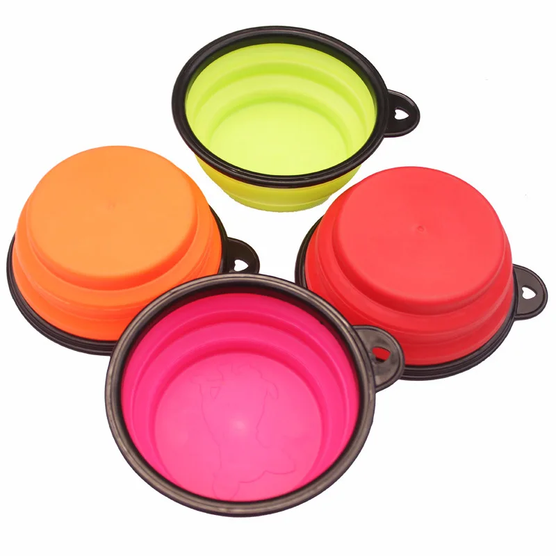 Black Box Foldable Silicone Pet Bowl Portable Dog Bowl Tableware Multi-color Selectable Dog Water Fountain Portable zhe die wan