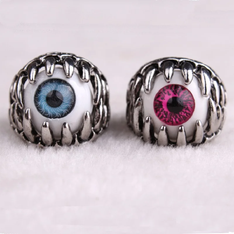 Dragon Claw Devil'S Eye Ring Anello Per Occhi Di Colore Rosso/Blu Accessori Di Halloween Nightclub Bar Party Punk Anello Da Uomo Gioielli
