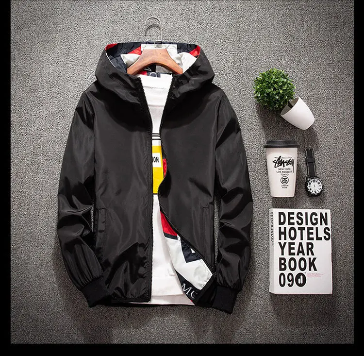 MEN'S Jacket Spring And Autumn New Products Hooded Double-Sided Men'S Wear on Clothes Korean-style Trend Casual Workwear Co