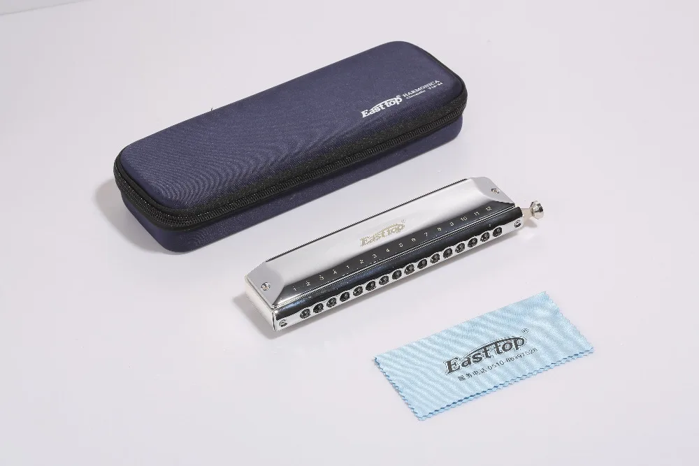 EASTTOP профессиональная Хроматическая гармоника T1664 16 отверстий латунный гребень хроматический, горка гармоника, хороший звук, серебристый цвет