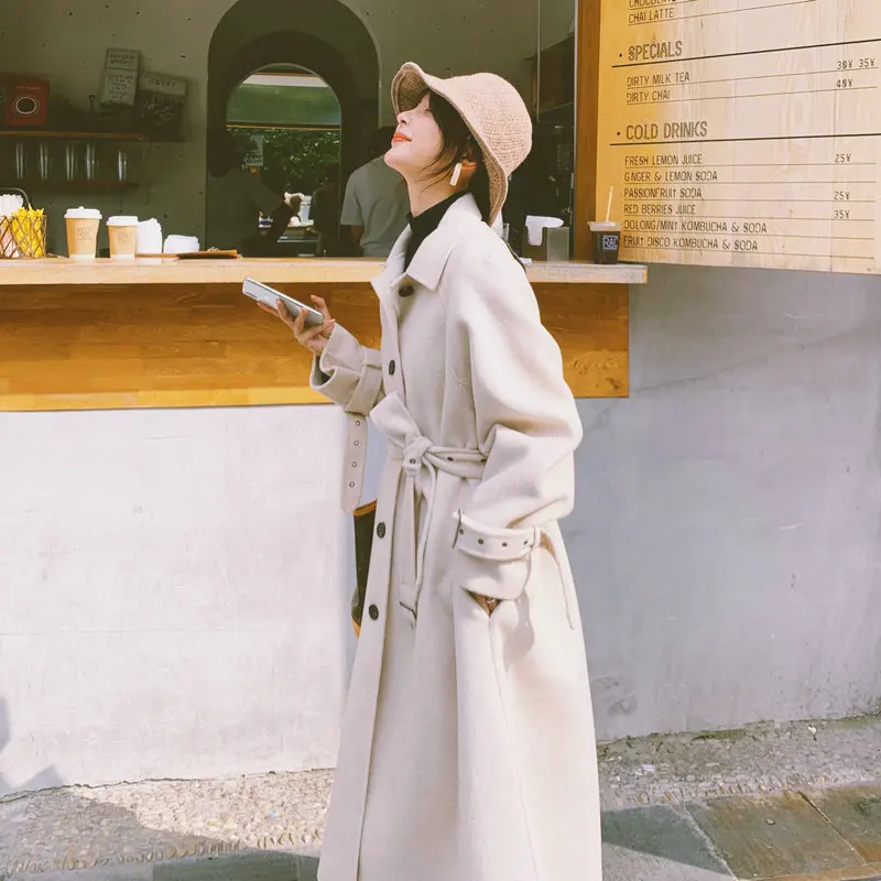 

Winter Woolen Jacket Women's 2019 Winter New Style Short-height Loose-Fit Waist Hugging Slimming Hepburn Wind Woolen Overcoat Fa