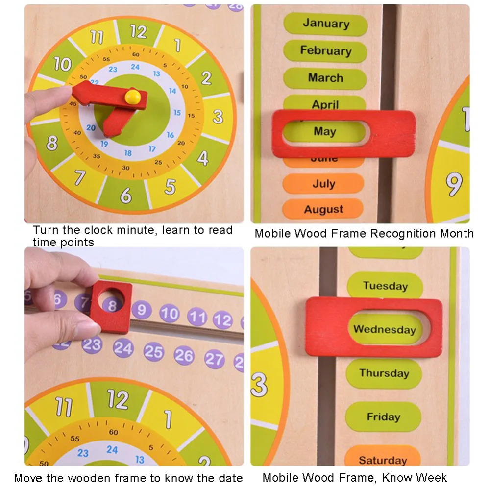 Деревянные погода сезон календарь часы время познавательная доска Развивающие детские игрушки