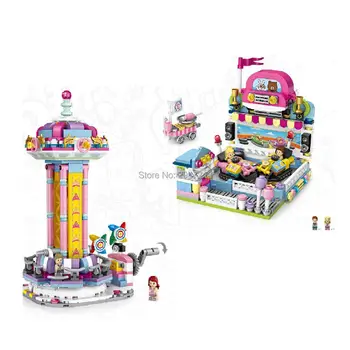 

hot Lepining city architecture jumping machine Bumper car amusement park mini micro diamond blocks model bricks toys for gift