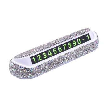 

Universial Diamond Crystal Hideable Temporary Car Parking Card Phone Number Card Plate Telephone Number Rhinestones Car Stickers