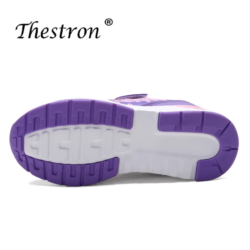 Thestron/Новинка; детская обувь для бега для девочек; розовые, фиолетовые кроссовки для девочек; детская беговая Обувь на липучке; нескользящие спортивные кроссовки для девочек