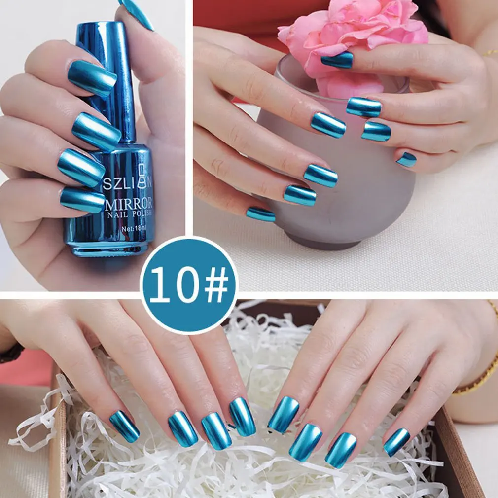 Лак для ногтей быстросохнущее Металлизированное украшение для ногтей цветная серия блеск DIY лак для ногтей 18 мл - Цвет: 10