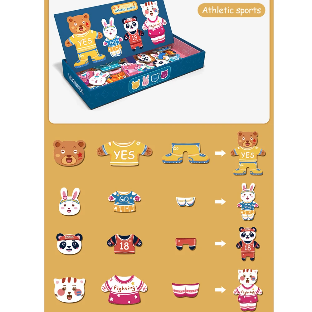 Baby Puzzles Educational Toys Little Bear Magnetic Jigsaw Changing Clothes Kids Children's early Montessori Learning Gift 6