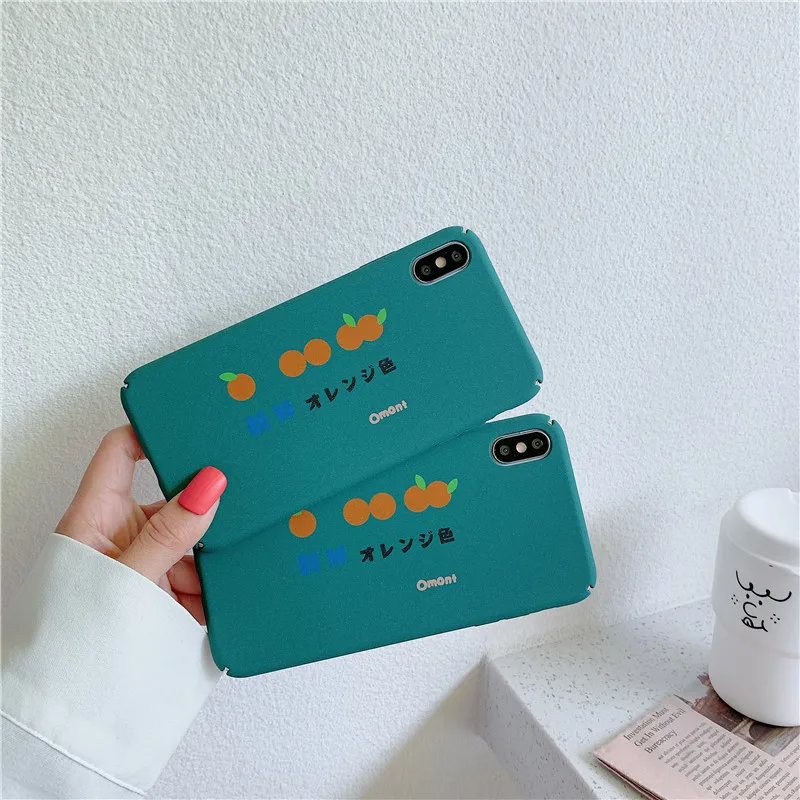 

Cute Orange Print Phone Case For iphone XS Max XR X Case For iphone 6 6s 7 8 plus Back Cover Fashion Simple Frosted Hard Cases