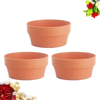 

6pcs Imitation Clay Flower Basket Japanese Round Plastic Flower Pot Flower Container Flower Basin Indoor and Outdoor Potted Gard