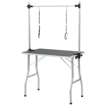 

Bath Grooming Table for Dogs Cats Pets Black 2 Loops Foldable 1 Grooming Table 1 Clamp-on Twin Grooming Arm 2 Grooming Loops