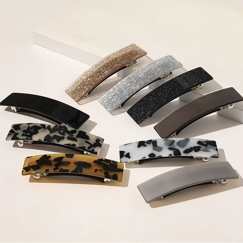 Women Bling Glitter Hairpins Square Geometric Leopard Marble Acetate Colorful Barrettes Hair Clips Hairgrips Hair Accessories wedding hair clips