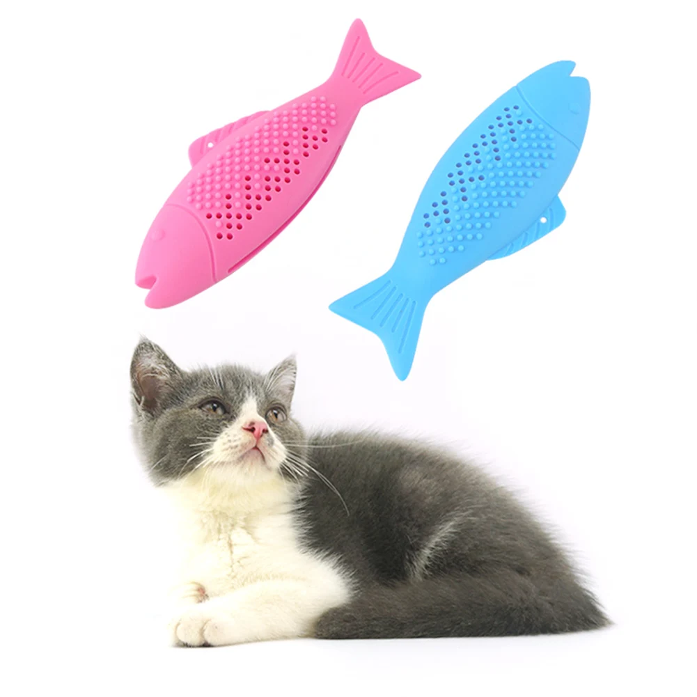 Силиконовые игрушки для кошек Catnip для кошек в форме рыбы зубная щетка для кошек чистка зубов шлифовальная игрушка котенок жевательная игрушка товары для кошек
